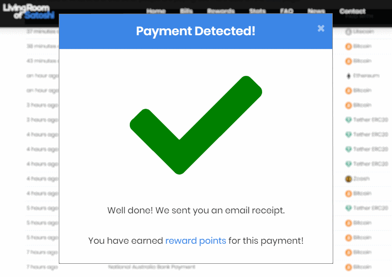 btc bill payment successful